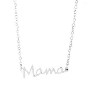 Colliers pendentif en gros minimaliste en acier inoxydable lettre anglaise maman collier chaîne de clavicule comme cadeau de fête des mères