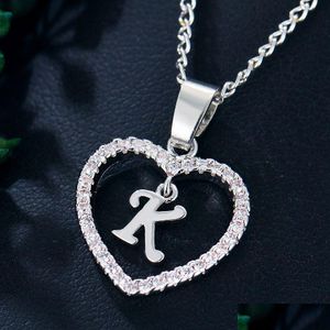 Pendentif Colliers En Gros Or Blanc Plaqué Lettre K Collier 26 Lettres Zircon Amour Bijoux 18 Pouces Chaîne Drop Delivery Dhgarden Dhhmq