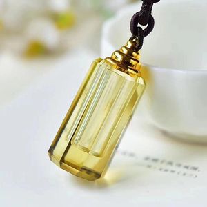 Collares colgantes colgantes de cristal natural al por mayor amarillo ocho ángulo de la botella de deseos afortunados para mujeres para hombres bendición de joyas