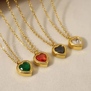 Colliers pendants Free Free Freddy en acier inoxydable Zircone Heart For Women Simple Classic Chains Collier Bijoux