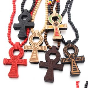 Colliers pendants Collier ankh en bois Egypte clé de vie africaine égyptiens croix à main