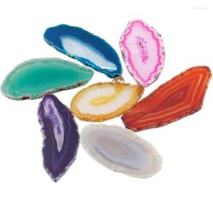 Pendentif Colliers XSM Non Percé Couleurs Mixtes Pierre Naturelle Agate Tranche Polie Géode Druzy Dalle En Gros 1 Pcs