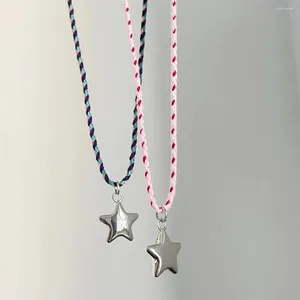 Pendentif Colliers Y2K Pentagram Star Coloré Tressé Corde Collier Pour Femmes Hommes Mode Coréenne Doux Cool Cou Chaîne Bijoux
