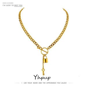 Colliers pendentifs Yhpup nouveau bijoux en acier inoxydable 316L punk collier pendentif en métal avec une valeur minimale de 18K chaîne galvanisée J240226