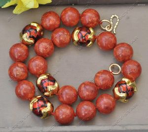 Collares colgantes Z13105 21 '' 25 mm Red redondo Round Coral Collar de vidrio Murano