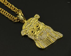 Pendentif Colliers ZRM 10pcs / Lot Gros Mode Bijoux Hip Hop Charme Jésus Christ Pièce Tête Visage Collier