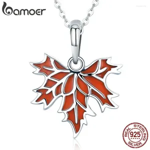 Pendentifs BAMOER 925 en argent Sterling automne feuilles d'érable pendentif collier pour les femmes de luxe bijoux cadeau CC585