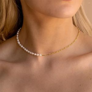 Pendentifs BOAKO S925 en argent Sterling colliers élégants pour les femmes été perle trombone épissure collier bijoux de mode Joias Feminina