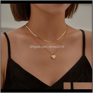 Colgantes Entrega de gotas 2021 Moda Multicapa Dainty Tiny Heart Shaped Collares pendientes para mujeres Joyería Gargantilla Collar Collares 5Owap