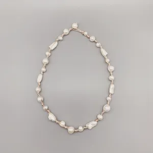Pendentifs Folisaunique bâton baroque rond blanc collier de perles pour femmes couleur beige corde cordon de soie bijoux décontractés