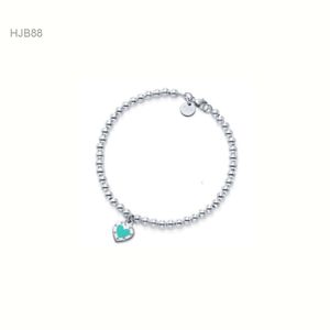 Pendentifs Bijoux de luxe Designer Tiffanyitys Chain Bangle Tiffanyitys Bracelet T 925 Sterling Silver Drop Colle Rivet Coeur 4mm Bracelet de perles rondes Tee Love Ena Kmom