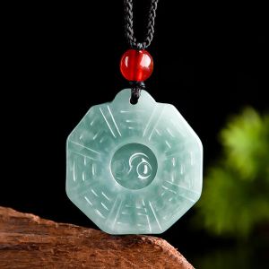 Pendentifs Pendentif Jade Agrade naturel eau bleue Tai Chi Bagua Jade Type glace pendentif Jade bijoux pour hommes et femmes pendentif Jade