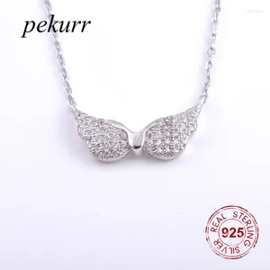 Pendentifs Pekurr 925 en argent Sterling fée aile d'ange colliers pour femmes Zircon papillon à la mode bijoux de mode cadeau