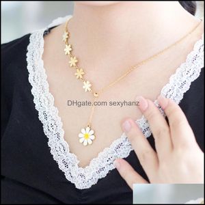 Pendentifs Colliers pendentif Luxusteel inoxydable printemps Style fleur coquille collier colliers bijoux or couleur chaînes en gros accessoires D