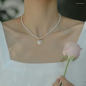Colgantes Venta de moda Diseño de girasol Perla natural de agua dulce 14K Relleno de oro Collar con colgante para mujer Joyería al por mayor para mujeres