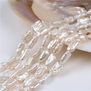 Pendentifs en gros naturel blanc 9-10mm baroque Biwa perle Long bâton brin d'eau douce pour la fabrication de bijoux