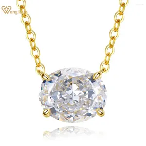 Wong Rain – collier pendentif en argent Sterling 925, coupe écrasée, 4 CT, diamant à haute teneur en carbone, plaqué or 18 carats, bijoux fins