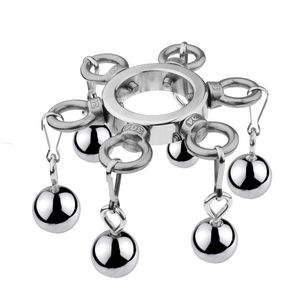 Pene Lock Cockrings Metal Scrotum Pendant Ball Camilla Acero inoxidable Peso Cock Ring BDSM Bondage Gear Restricción Juguete sexual para hombres