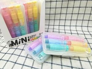 Stylos 12 boîte/lot Mini bonbons 6 couleurs surligneur ensemble créatif dessin peinture Art marqueur stylo fournitures scolaires papeterie cadeau