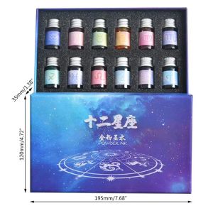 Stylos 12 PCS Fountain Pen Ink Set Incarbon Not Carbon Colorful Ink For Dip Pen Calligraphy Journaling Writing Drawing 7 ml Ink Bottle