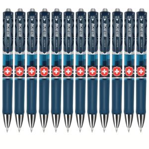 Stylos 12pcs / ensemble 0,5 mm docteur sur ordonnance Gel Refill Readeur grande capacité Bleu Black Ink Pen écrivant de la papeterie de bureau