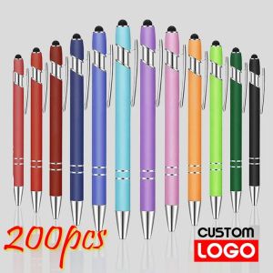 Stylos 200 PCS Metal Light Metal Capacitif Universal Touch Screen Styline Ballpoint Pen Writing Stationery Office Gift Free Custom Logo