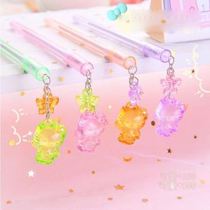 Stylos 36 PCS / lot Creative Crystal Cat Pendant Gel stylo mignon 0,5 mm Black Ink Signature Pens Office School Supplies Stationery Gift