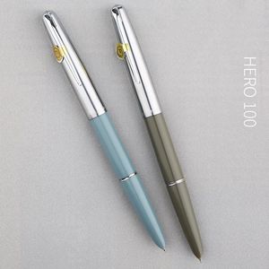 Pens Hero 100 14k Gold Nib Fountain Fountain Pen Authentic Quality Metal All Steel / Semiteel Send d'écriture de stylo à encre exceptionnelle