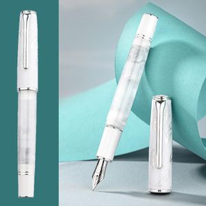 Bolígrafos Hongdian N8 Fountain Pen Feather blanco Highend Exquisito EF F NIBS Oficina de Negocios de Estudiantes Literatura de escritura Pen para regalos para regalos