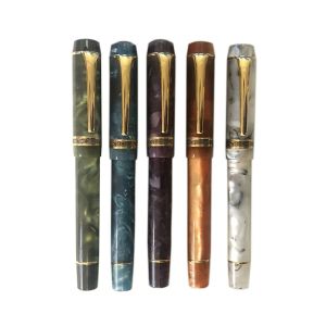 Stylos kaigelu 316 Fountain Pen f Nib Beautiful Marble Amber Match Ink Pen Writing Gift for Student Office Business Blue Brown White