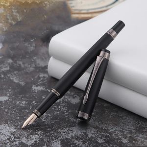 Stylos de luxe de luxe Brand Hero H706 Fountain Pen Set Box Metal 10k Grosted Black Gun Grey Elegante Calligraphie Encre stylo