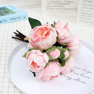 pivoine belle fleur décoration de la maison fait à la main artificielle pivoine bouquet fleurs accessoires de mariée jardin en vrac coureurs fleur pivoine têtes12