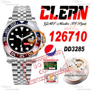 Pepsi 126710 DD3285 Montre automatique pour homme Clean CF Lunette en céramique rouge bleu Cadran noir 904L Bracelet JubileeSteel Super Edition Même carte de garantie série Puretime f2