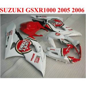 Ajuste perfecto para SUZUKI 2005 2006 GSXR 1000 K5 K6 kit de carenado GSX-R1000 05 06 GSXR1000 blanco rojo LUCKY STRIKE carenados set QF59