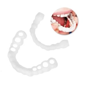 Dientes de ajuste perfecto blanqueamiento de la cubierta del diente falso en la sonrisa de silicona chapas dientes de los dientes de la parte superior de la herramienta de belleza dientes cosméticos 240412