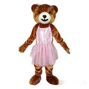 Costume de mascotte d'ours de jupe rose de performance, robe de soirée fantaisie d'Halloween, tenue de personnage de dessin animé, costume de carnaval, taille adulte, tenue d'extérieur d'anniversaire