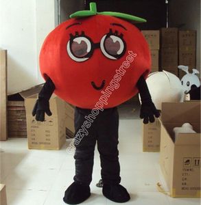 Costume de mascotte de tomate de légumes rouges de performance déguisement de thème de dessin animé costume de vêtements d'annonce robe de jeu