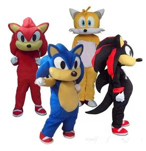 Rendimiento Sonic y Miles Tails Disfraces de mascota Halloween Navidad Personaje de dibujos animados Trajes Traje Publicidad Carnaval Traje unisex