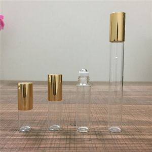 Flacon de parfum 2 ml 3 ml 5 ml 10 ml rouleau en verre sur bouteille à roulettes pour huiles essentielles bouteille de parfum rechargeable contenants de déodorant avec couvercle en or 230323