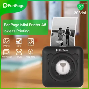 PeriPage A6 noir 203dpi Portable thermique Bluetooth Po imprimante 58mm Mini poche sans fil étiquette pour Mobile Android IOS