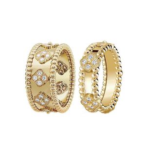 Perlee Sweet Clover Rings Designer Jewelry Ring Band Retro Ring pour femme Personnalité de haute qualité Ornement de la Saint-Valentin ZL169 F4