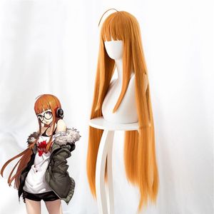 Perruque de Cosplay Persona 5 P5 Futaba Sakura, longue et lisse, 90cm, 2857