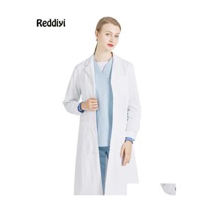 Équipement De Protection Individuelle Pour Les Femmes Médecins D'affaires Uniforme Blanc Blouse Infirmière Costume Femmes Esthéticienne Vêtements De Travail Slim Me Dh4Qi