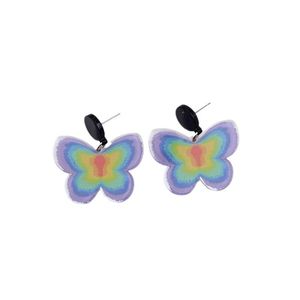 Personnalité acrylique en relief impression Simple breloque boucle d'oreille bohême populaire Vintage papillon flamme boucles d'oreilles cadeau