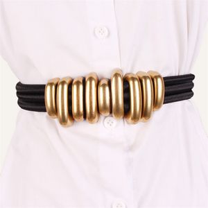 Personnalité femmes anneau en métal boucle ceinture décoration taille élastique joint accessoires pull robe ceintures