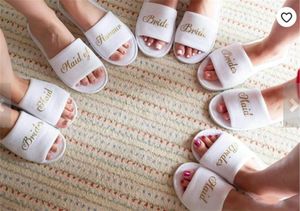 Cadeaux de fête de mariage Brides personnalisées Bridesmaid Slippers Wedding Bridal Shower Gift Maid Honor Bachelorette Favors Decoration