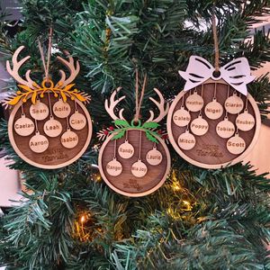 Adornos navideños personalizados con apellidos Adorno de árbol de Navidad hecho a mano Nombre personalizado de Navidad Decoraciones de madera Etiquetas colgantes HH22-346