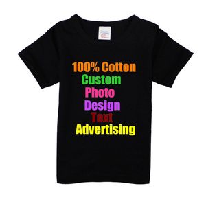 Camiseta de algodón de manga corta con cuello redondo de color sólido para niños pequeños, medianos y grandes, personalizada, 220621