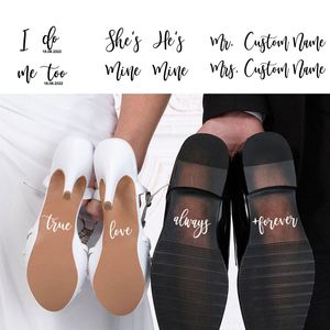 Personalizado I do Me too Fecha personalizada Zapatos de boda Calcomanía Accesorios de decoración Pegatinas encantadoras Regalo de novio nupcial