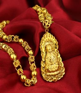 Collier en forme d'hommes personnalisés Fils en cuivre Gar Guanyin Bouddha Pendentif Simulation Golden Flower Line Dragon Head Coll5469149